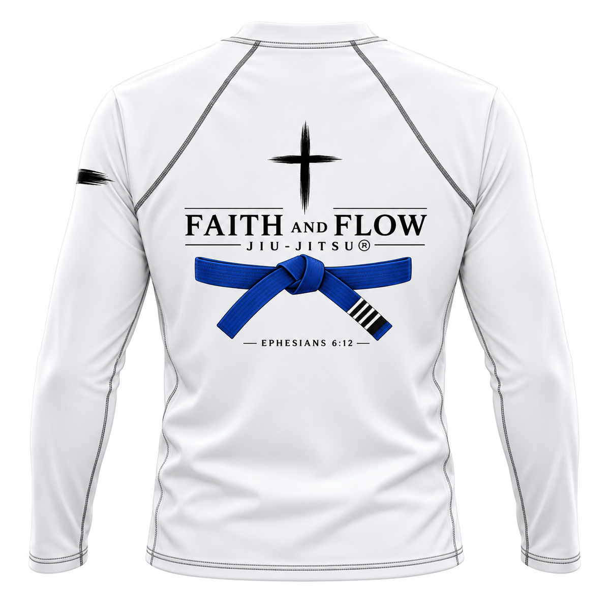 Ranked (Blue Belt) Faith and Flow Jiu-jitsu Long Sleeve Rash Guard