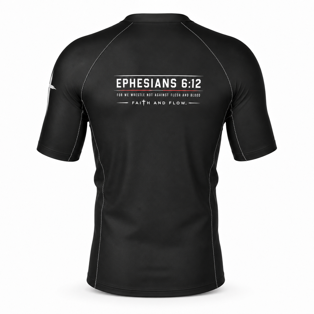 Ephesians 6:12 Short Sleeve Rash Guard