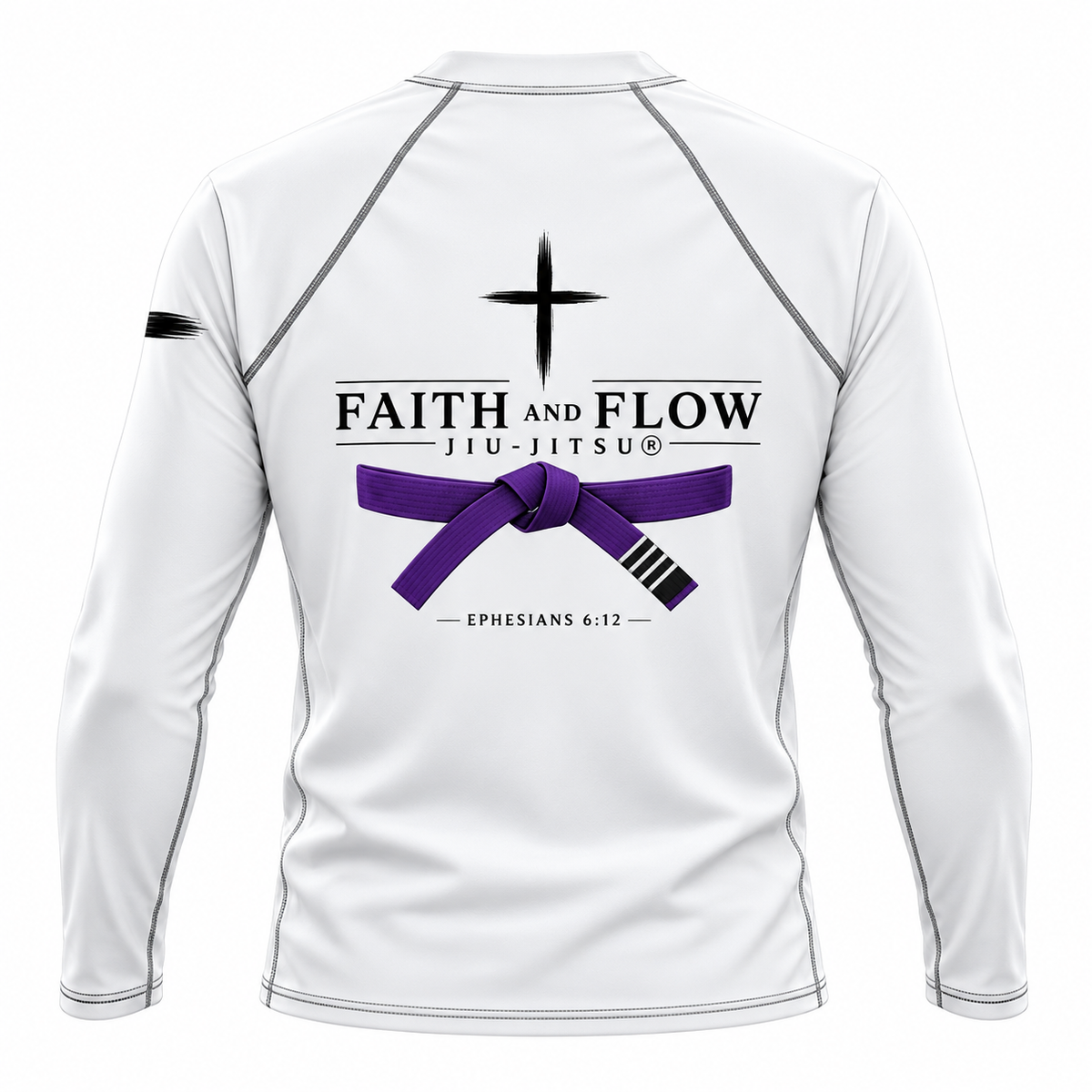 Ranked (Purple Belt) Faith and Flow Jiu-jitsu Long Sleeve Rash Guard