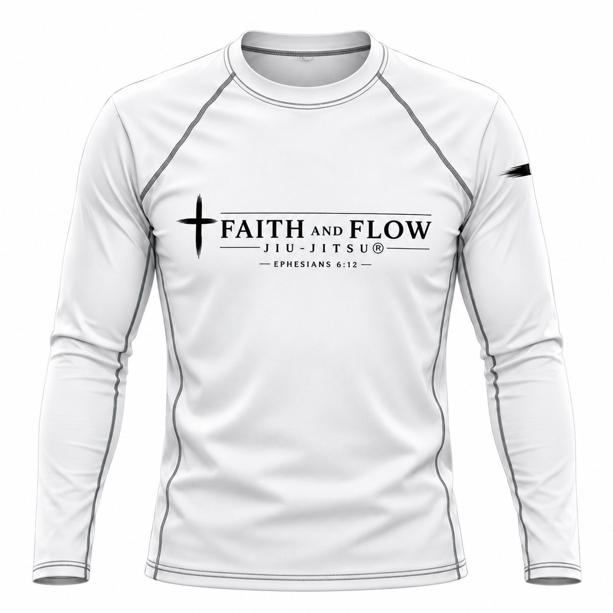 Ranked (White Belt) Faith and Flow Jiu-jitsu Long Sleeve Rash Guard